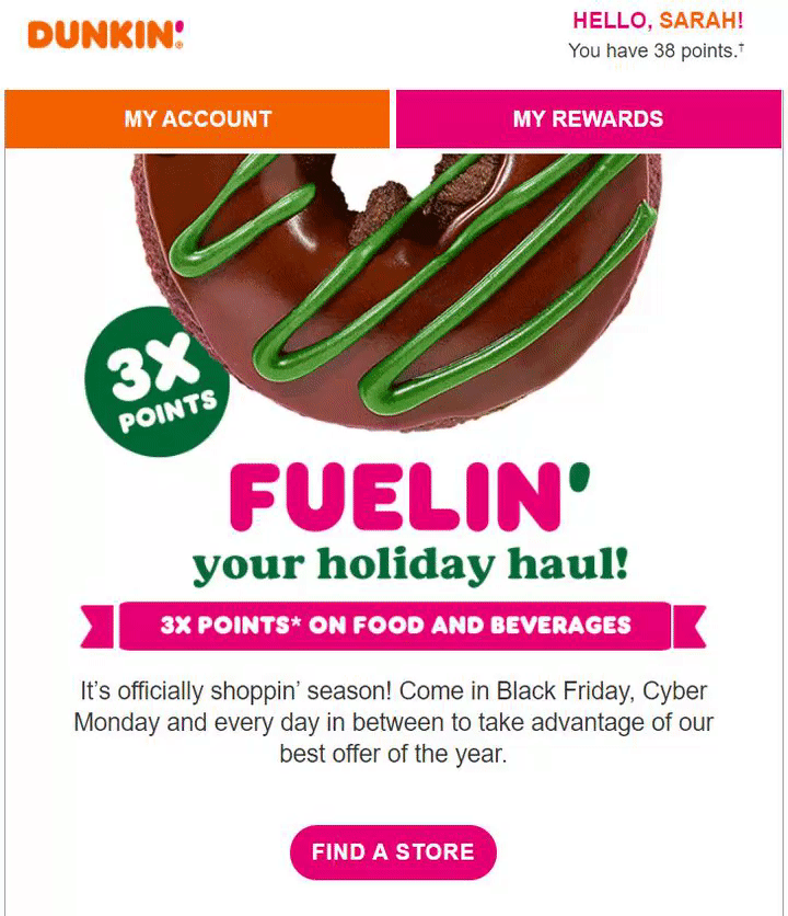 黑色星期五动画邮件营销案例:Dunkin’