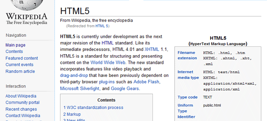 HTML5——维基百科