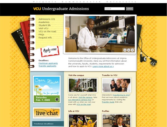弗吉尼亚州立大学本科招生办公室-屏幕截图。