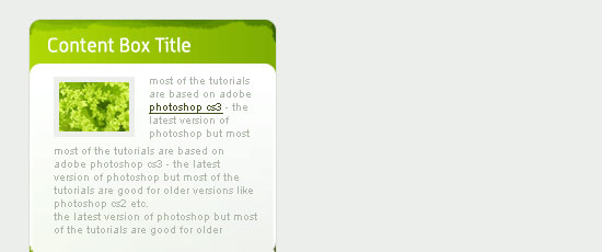 绿色和新鲜的内容框设计-屏幕截图。