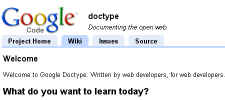 谷歌doctype -屏幕截图