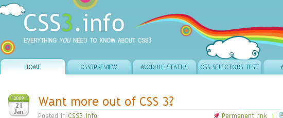 CSS3。信息-屏幕截图。