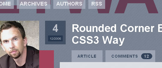 圆角框CSS3方式的屏幕截图。