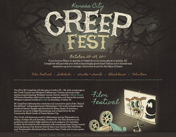 有质感的网站设计例子:Kansas City CreepFest