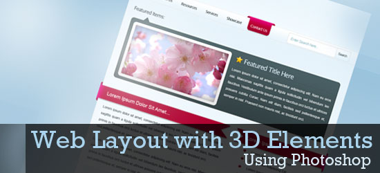 使用Photoshop创建一个3D元素的网页布局