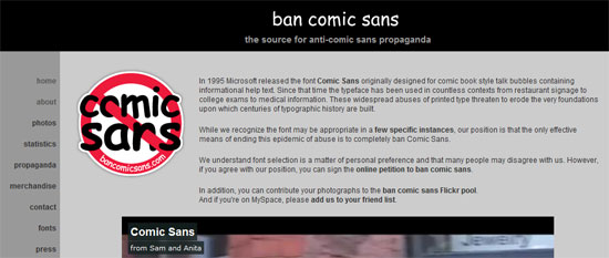 禁止Comic Sans网站图片