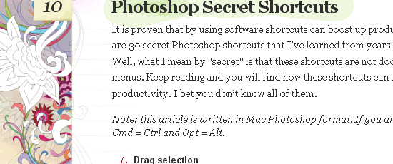 Photoshop秘密快捷方式-屏幕截图。