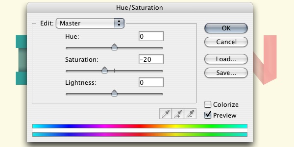 Adding a Hue/Saturation adjustment layer