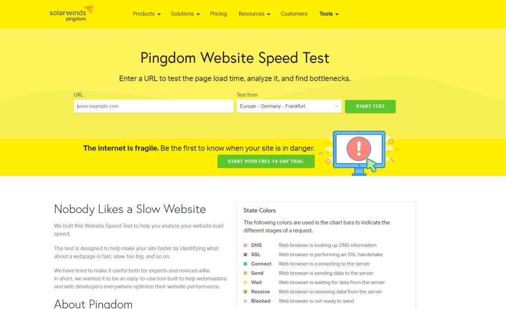 Pingdom网站速度测试截图