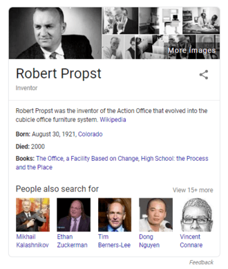 Knowledge graph for 'Robert Propst' in the search results