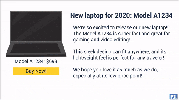 笔记本电脑及其价格出现在视频描述的左边
