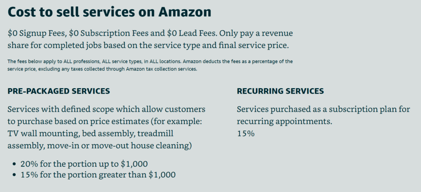 亚马逊向亚马逊服务收取费用