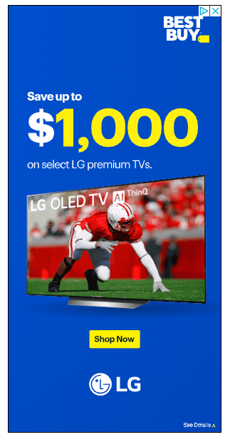 A display ad from Best Buy advertising an LG TV