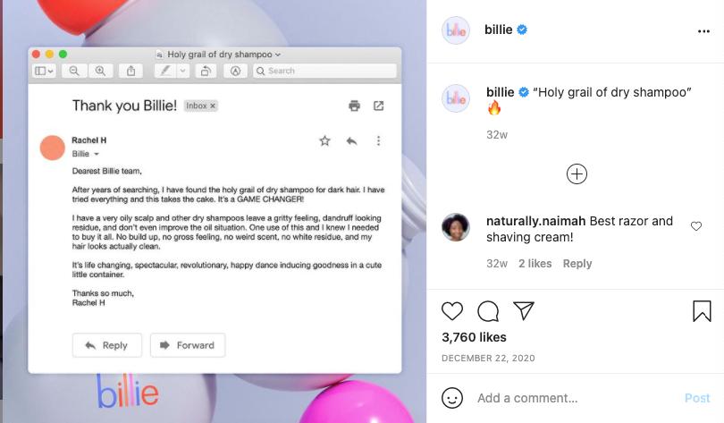 比莉在Instagram上分享的证词