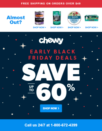 Black Friday email marketing example: Chewy
