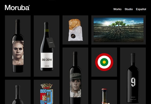 一个名为Moruba的黑色网页设计的截图
