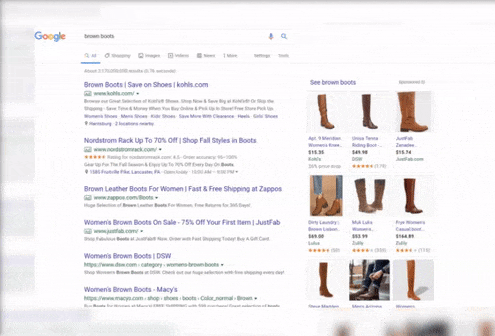谷歌“棕色靴子”购物广告