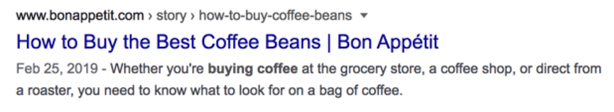咖啡豆网站的元描述