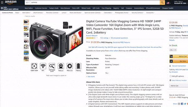亚马逊上的一款相机清单，根据其他人购买的产品提供建议