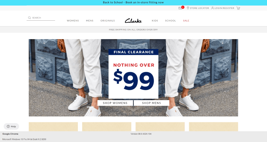 网站设计实例- Clarks