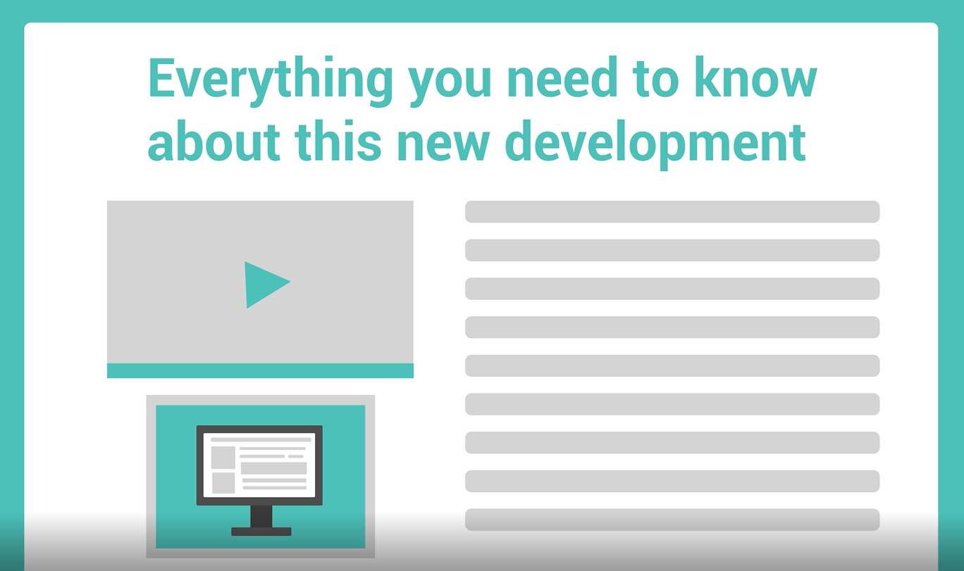 一个关于新技术开发的网页示例，包括视频、文本行和图形
