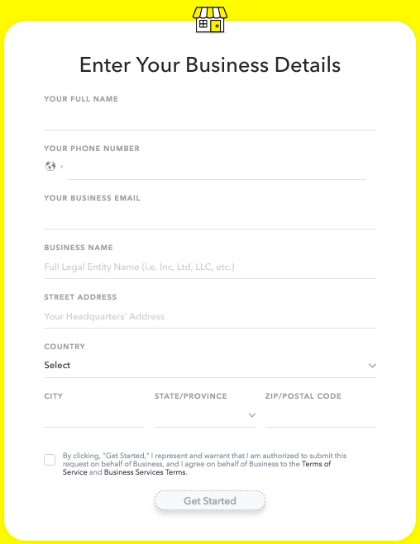 在Snapchat上创建一个商业账户