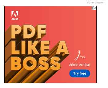来自Adobe的展示广告，其中包含“ PDF像老板”一词
