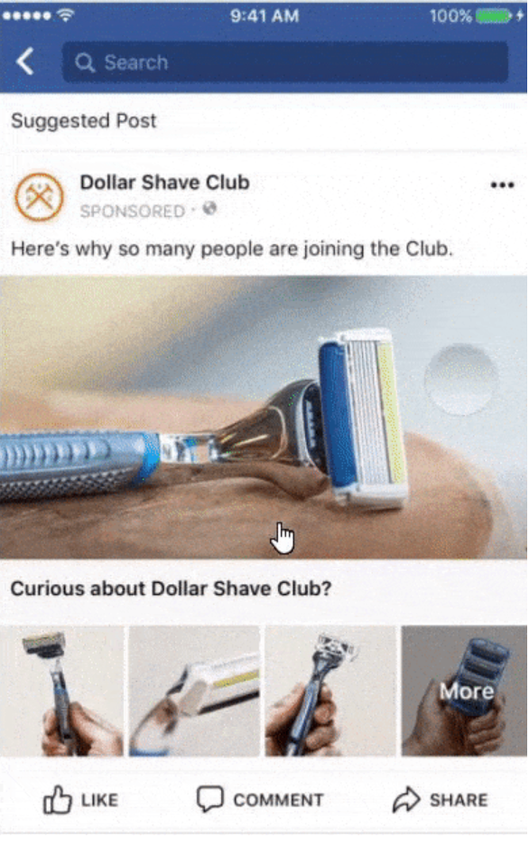 美元剃须俱乐部facebook广告