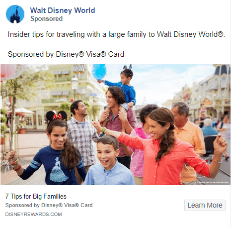 这是一则来自迪士尼世界的Facebook广告