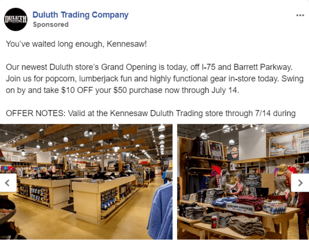 Duluth贸易公司的Facebook广告