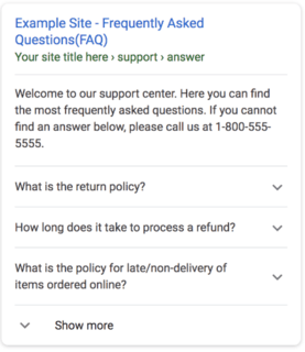 搜索结果中的FAQ模式示例