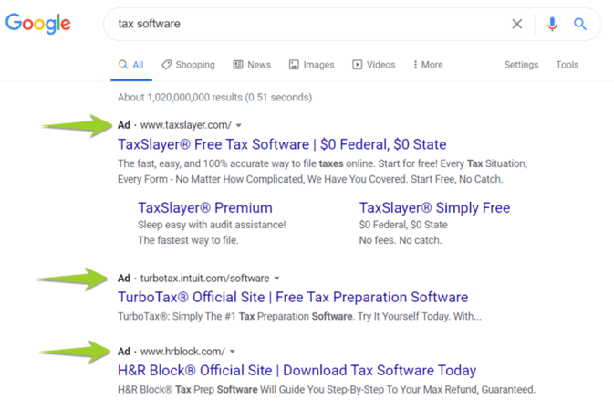谷歌税收广告示例