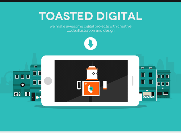 一个名为Toasted Digital的绿色网站截图
