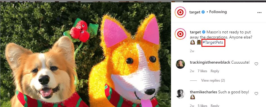 Target在其社交媒体帖子中使用#TargetPets