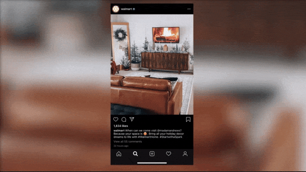 沃尔玛在Instagram上发布了带有标签和客厅照片的帖子