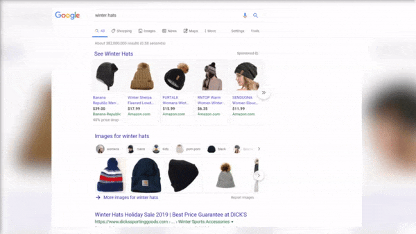 谷歌“冬帽”购物广告