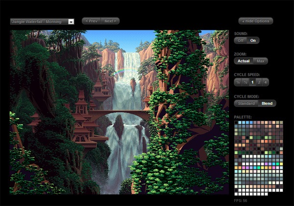 HTML5 canvas演示/示例/实验:canvas Cycle: Jungle Waterfall