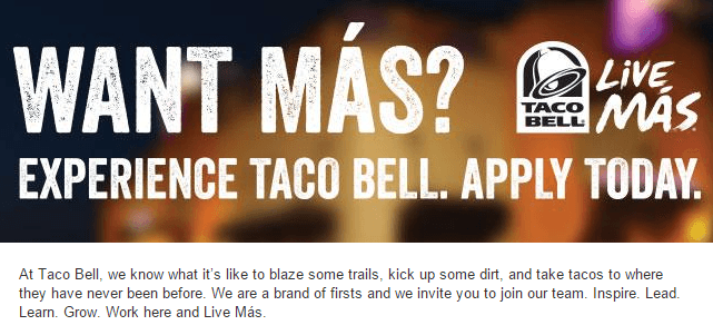 job-promotion-on-tacobell-linkedin-company-page-with-graphics