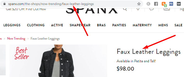 一个出售皮革打底裤的网站的URL示例