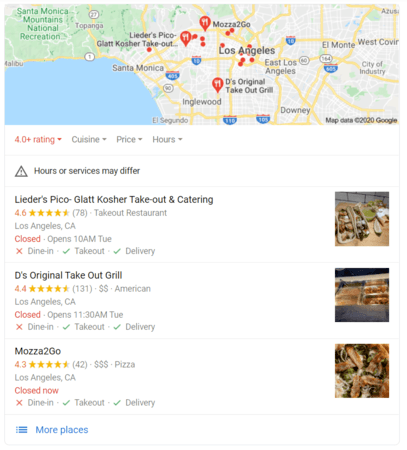 Local search for takeout