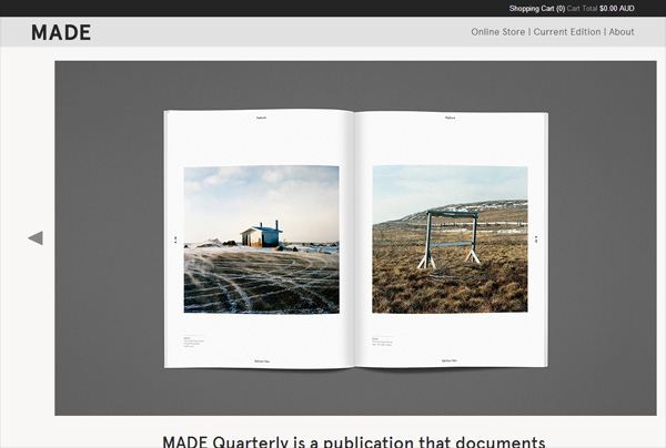 网页设计中极简主义的例子:MADE季刊