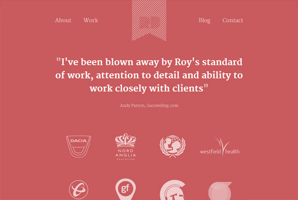 网页设计中极简主义的例子:Roy Barber