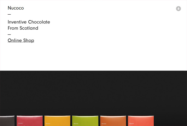 网页设计中极简主义的例子:Nucoco Chocolate