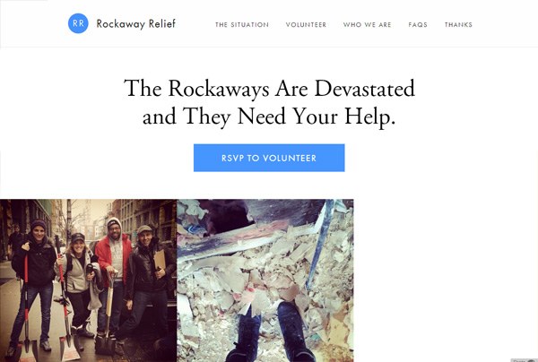 网页设计中极简主义的例子:Rockaway Relief