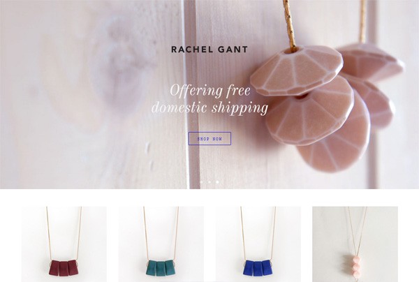 网站设计中极简主义的例子:Rachel Gant Jewelry