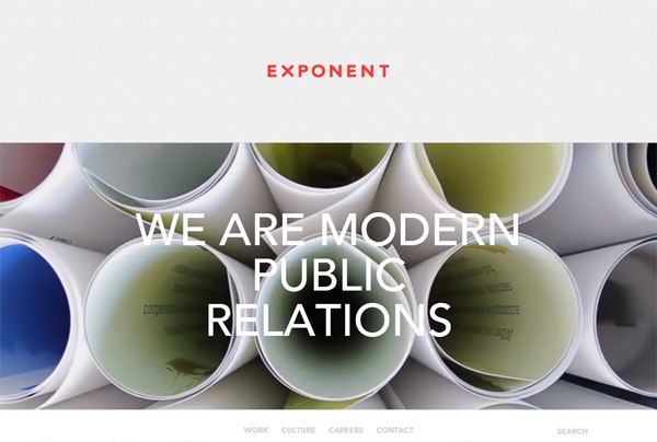 极简主义在网页设计中的例子:Exponent PR