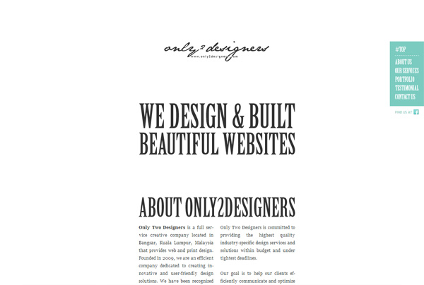 极简主义网页设计的例子:Only2Designers.com