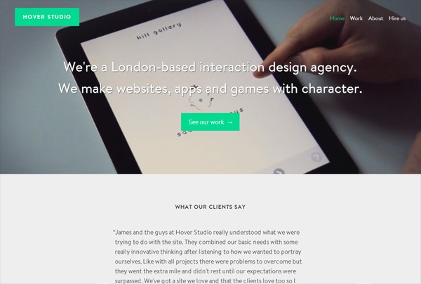 极简主义的网页设计例子:Hover Studio