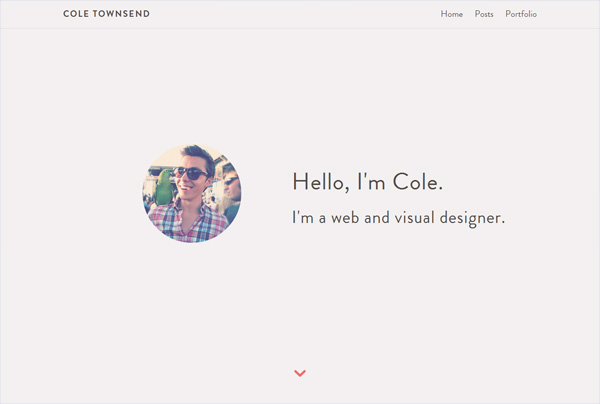 极简主义网页设计的例子:Cole Townsend