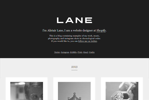 极简主义网页设计的例子:Alistair Lane